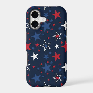 Patriotic Stars on Navy Blue Seamless Pattern iPhone 17 Case