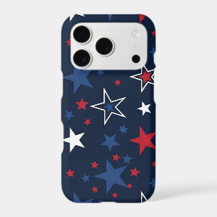 Patriotic Stars on Navy Blue Seamless Pattern iPhone 17 Pro Case
