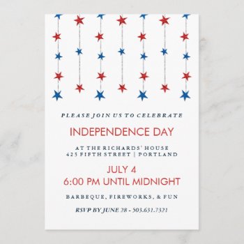Patriotic Stars On Strings Independence Day Party Invitation by christine592 at Zazzle
