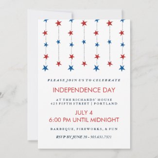 Patriotic Stars on Strings Independence Day Party Invitation