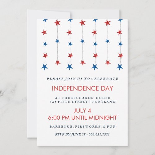 Patriotic Stars on Strings Independence Day Party Invitation