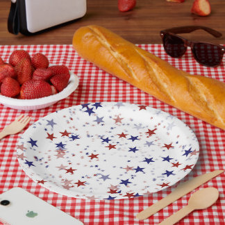 Patriotic Stars Pattern USA Independence Day Paper Plates