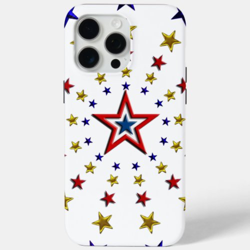 Patriotic Stars Pattern USA Red White  Blue iPhone 15 Pro Max Case