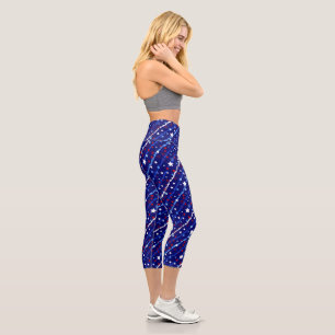 Patriotic Stars Print Women's Capri