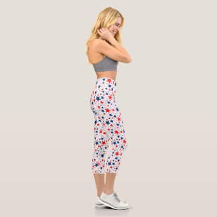 Patriotic Stars Print Women's Capri Leggings