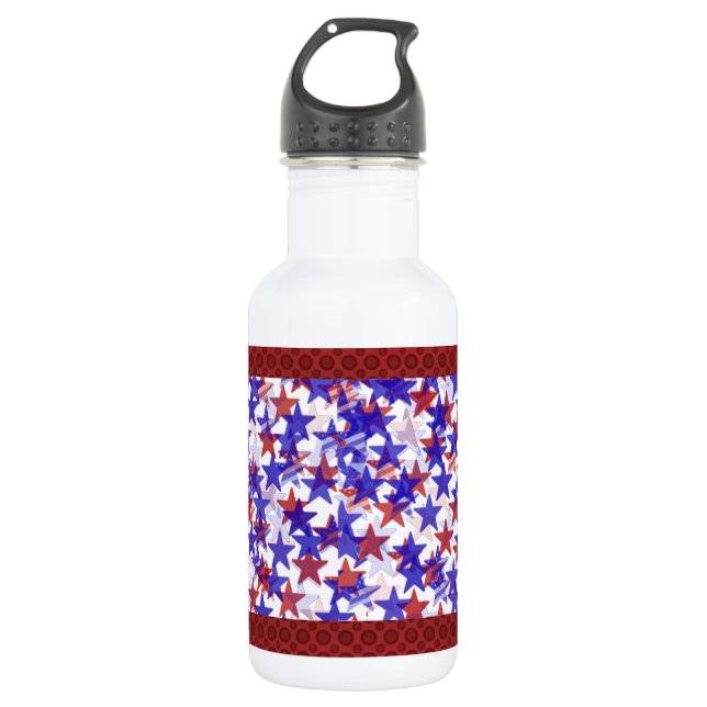 Patriotic Stars Recycled Aluminum Water Bottle (Front)