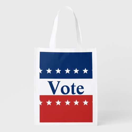 Patriotic Stars Red White and Blue Vote Grocery Bag