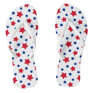 Patriotic Stars Red White Blue Flip Flops