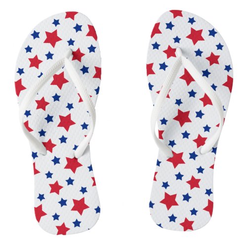 Patriotic Stars Red White Blue Flip Flops