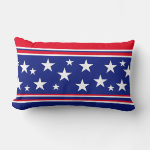 Patriotic Stars Red White Blue Lumbar Pillow
