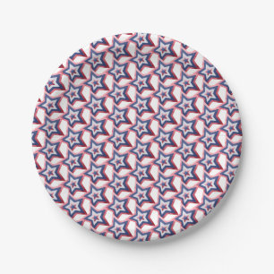 Patriotic Stars Red White Blue Modern USA Stars Paper Plates
