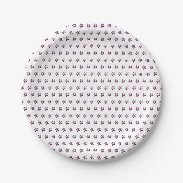 Patriotic Stars Red White Blue Modern USA Stars Paper Plates (Front)