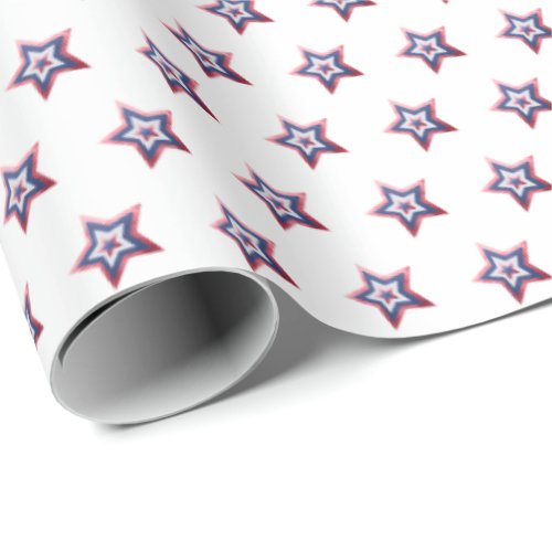 Patriotic Stars Red White Blue Modern USA Stars  W Wrapping Paper