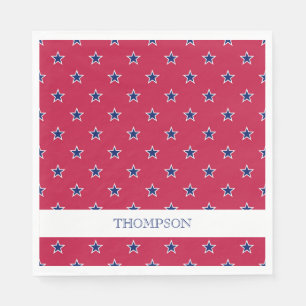 Patriotic Stars Red White Blue NAME July 4 Bar Napkins