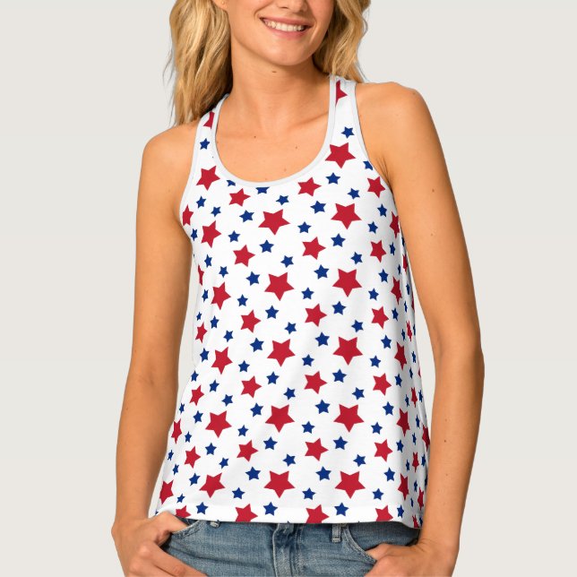 Patriotic Stars Red White Blue Tank Top (Front)