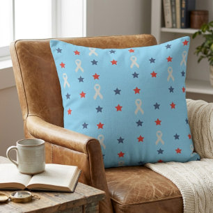 Patriotic Stars & Ribbons Throw Pillow