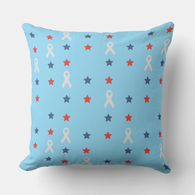 Patriotic Stars & Ribbons Throw Pillow (Front)