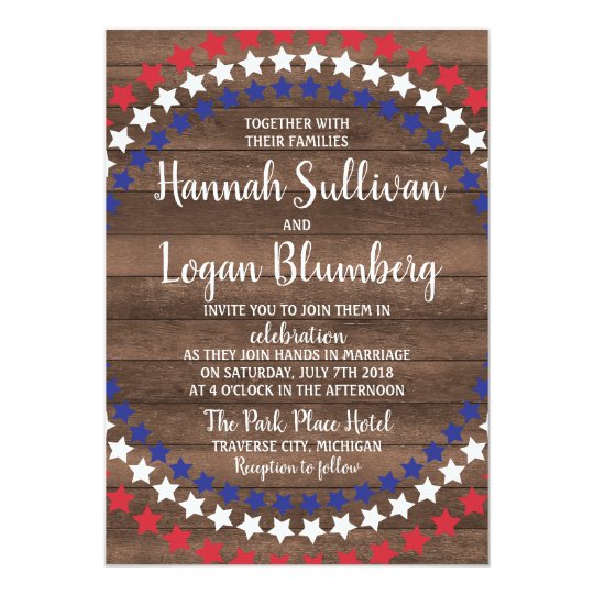 patriotic stars rustic fourth of july wedding invitation july 4th wedding invitations