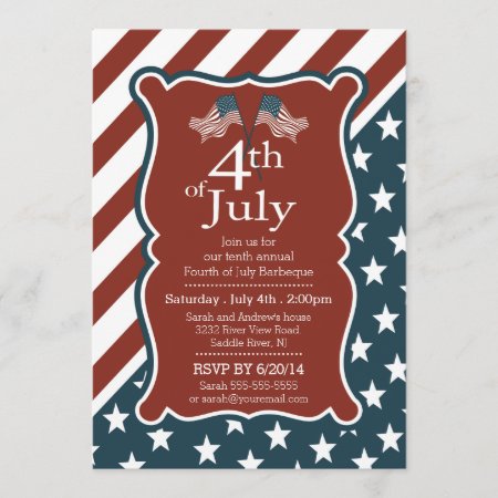 Patriotic Stars & Stripe 4th Of July Party Invitation