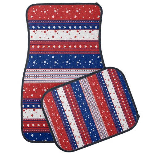 Patriotic Stars  Stripes Abstract American Flag 2 Car Floor Mat