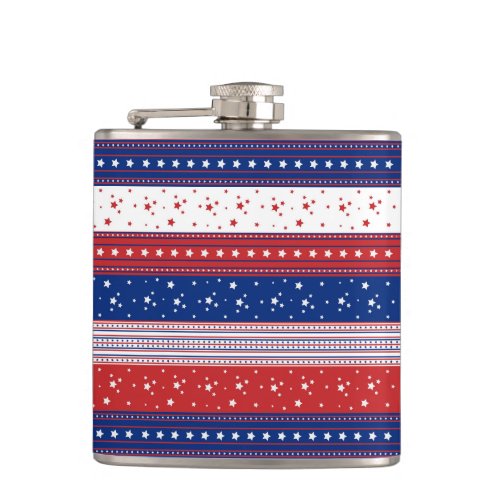 Patriotic Stars  Stripes Abstract American Flag 2 Hip Flask