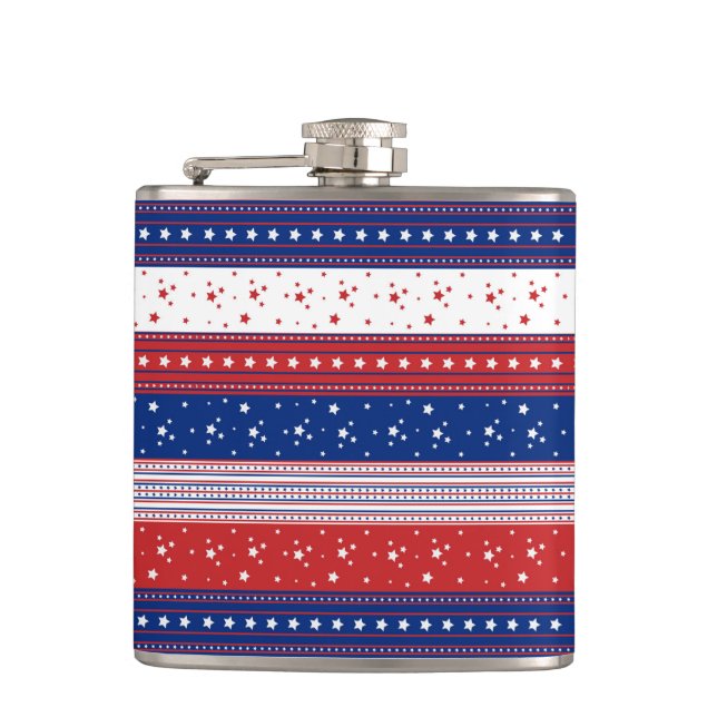 Patriotic Stars & Stripes Abstract American Flag 2 Hip Flask (Front)