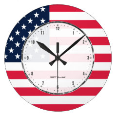 Patriotic Stars & Stripes Abstract American Flag 2 Large Clock