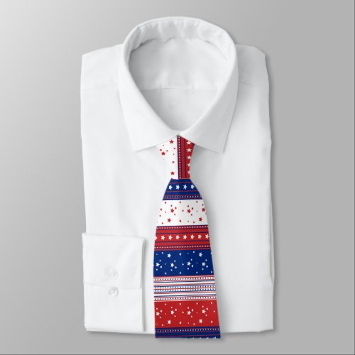 Patriotic Stars  Stripes Abstract American Flag 2 Neck Tie