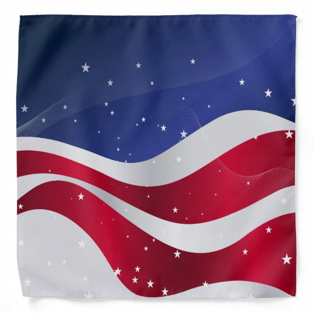 Patriotic Stars & Stripes Abstract American Flag 3 Bandana (Front)
