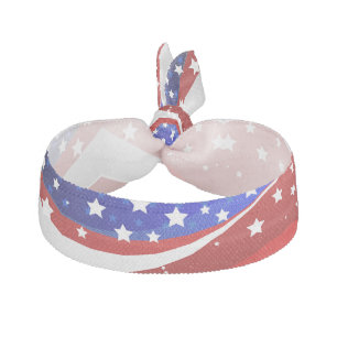 Patriotic Stars & Stripes Abstract American Flag 4 Ribbon Hair Tie