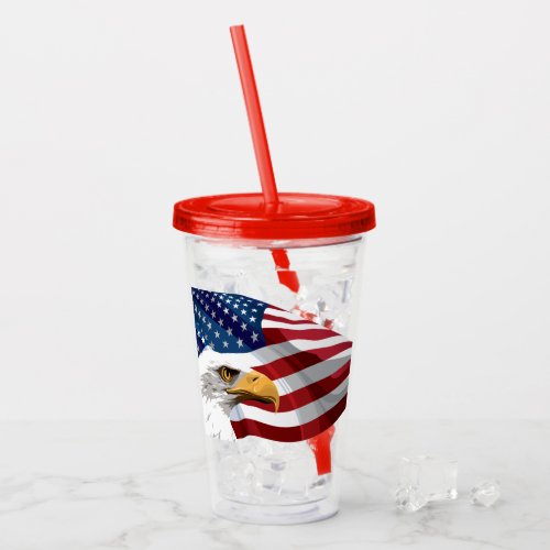 Patriotic Stars  Stripes Acrylic Tumbler