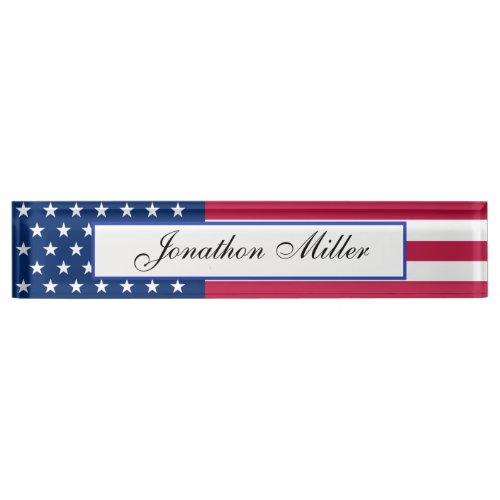 Patriotic Stars  Stripes American Flag  Desk Name Plate