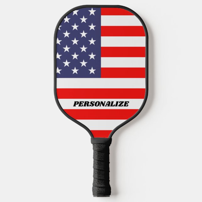 Patriotic stars stripes American flag personalized Pickleball Paddle (Front)