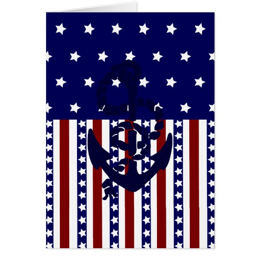 Patriotic Stars Stripes Anchor Sailor Pattern Cards (Front)