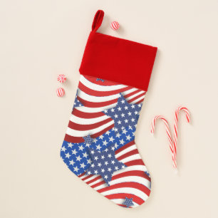 Patriotic Stars & Stripes Christmas  Stocking