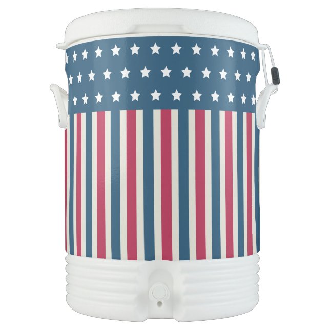 Patriotic Stars Stripes Cooler (Front)