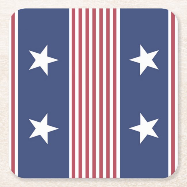 Patriotic Stars Stripes Design Paper Coaster