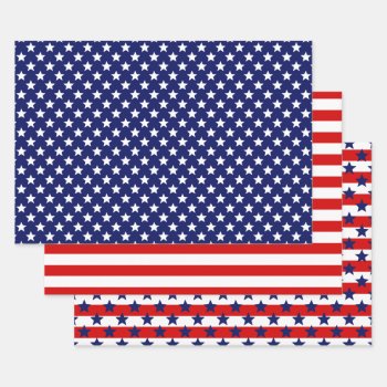 Patriotic Stars Stripes Diy Pattern & Bkgrd Colors Wrapping Paper Sheets by FantabulousPatterns at Zazzle
