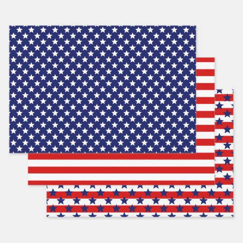 Patriotic Stars Stripes DIY Pattern  Bkgrd Colors Wrapping Paper Sheets