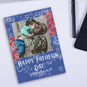 Patriotic Stars & Stripes Father's Day Photo Card