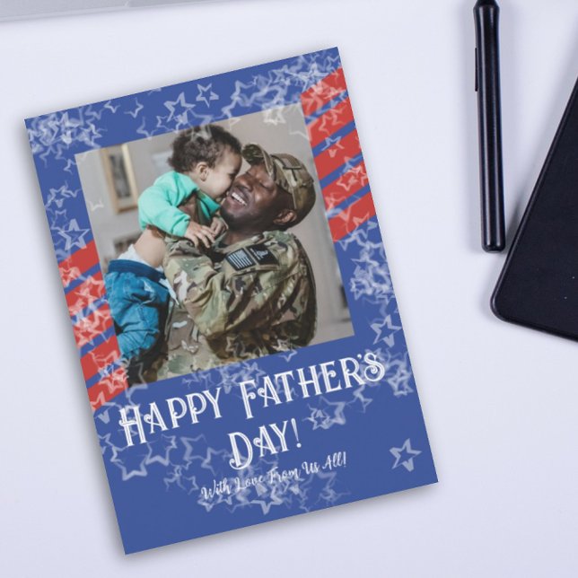 Patriotic Stars & Stripes Father's Day Photo Card (Creator Uploaded)