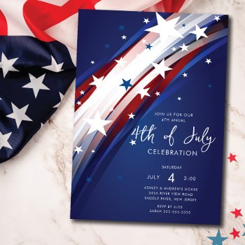 Patriotic Stars & Stripes Fourth Of July Invitation by invitationstop at Zazzle