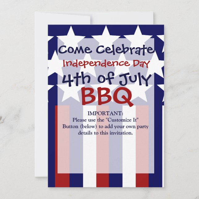Patriotic Stars Stripes Freedom Flag 4th of July Invitation (Front)