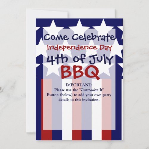 Patriotic Stars Stripes Freedom Flag 4th of July Invitation