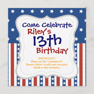 Patriotic Stars Stripes Freedom Flag 4th of July Invitation