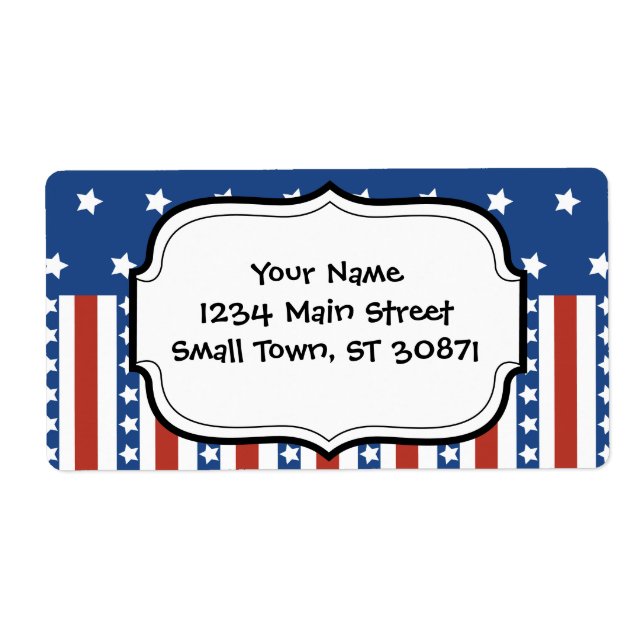Patriotic Stars Stripes Freedom Flag 4th of July Label (Front)
