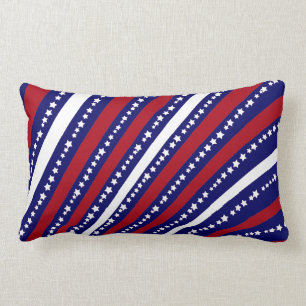 Patriotic Stars Stripes Freedom Flag 4th of July Lumbar Pillow