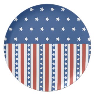 Patriotic Stars Stripes Freedom Flag 4th of July Dinner Plates