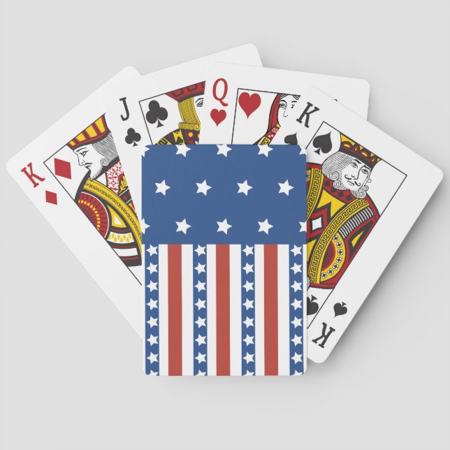 Patriotic Stars Stripes Freedom Flag 4th of July Poker Cards (Back)