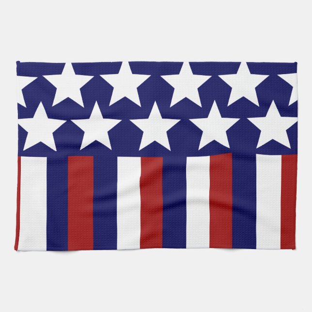 Patriotic Stars Stripes Freedom Flag 4th of July Towel (Horizontal)